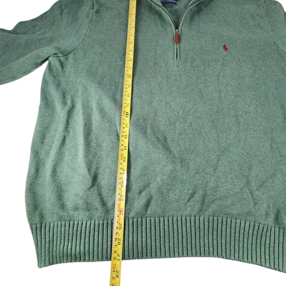 Polo Ralph Lauren Men's XXL Green 1/2 Zip Pullover Cotton Sweater Pony Logo - Picture 12 of 12